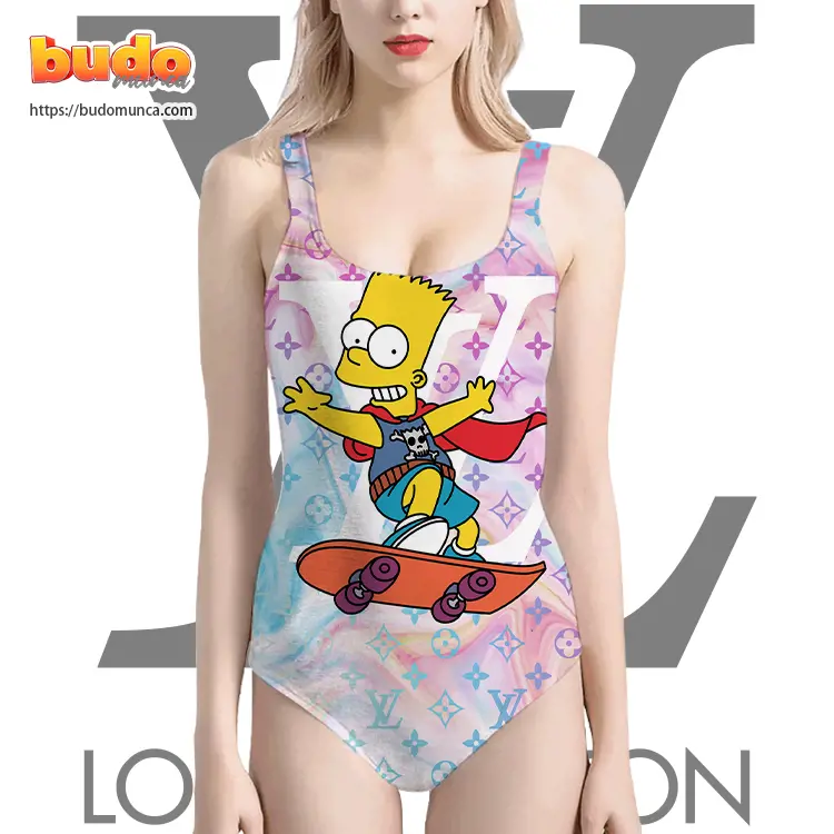 Lv feat bart simpson movie skateboard swimsuit louis vuitton gift uninque for women